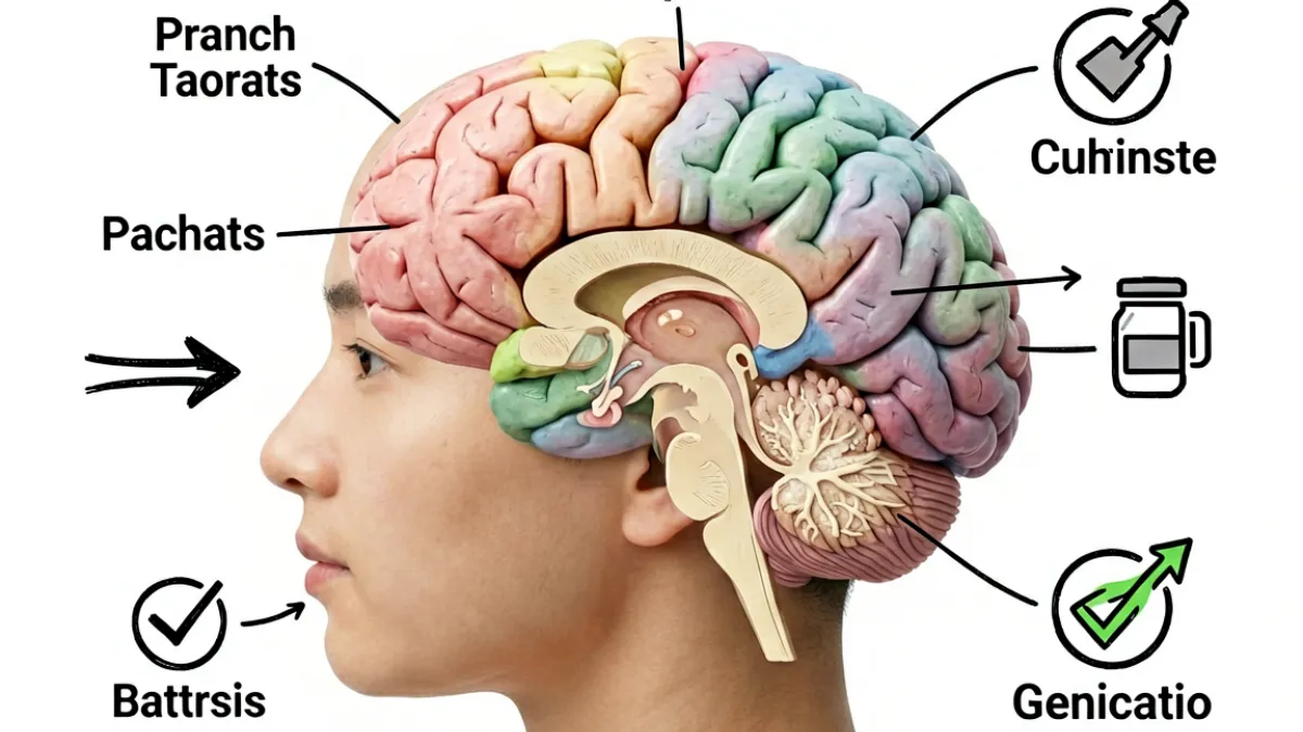 心理学科普动画截图，画面中显示大脑结构图与情绪标注，风格简洁清晰